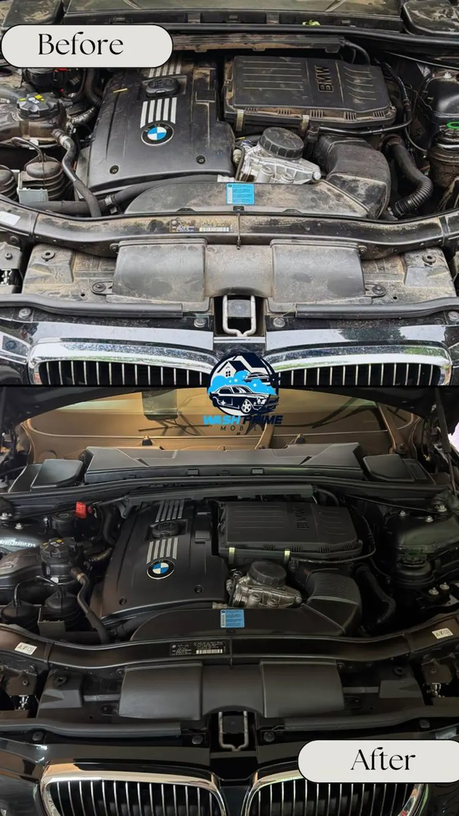 BMW engine bay deep cleaning and degreasing - mobile car detailer Louisville KY