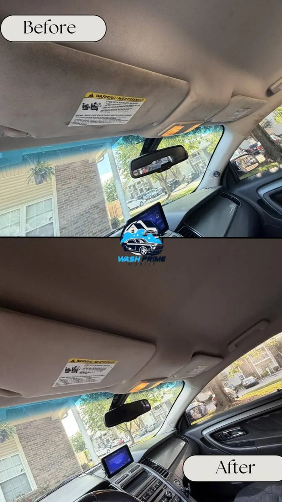 Car headliner and sun visor deep cleaning - mobile detailing service Louisville KY