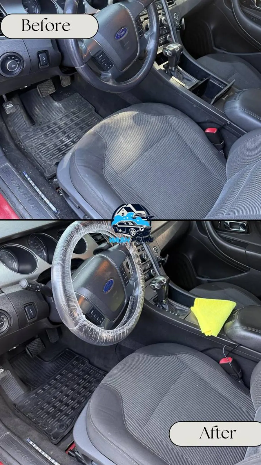 Ford interior detail, dashboard and steering wheel cleaning - mobile detailer Louisville KY