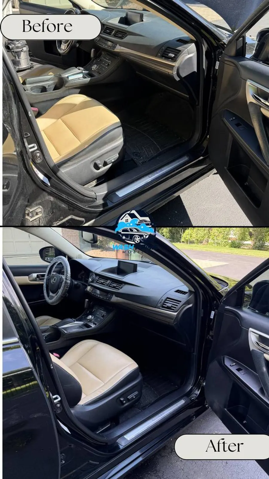 Lexus front seat and door jamb deep cleaning - mobile car detailer Louisville