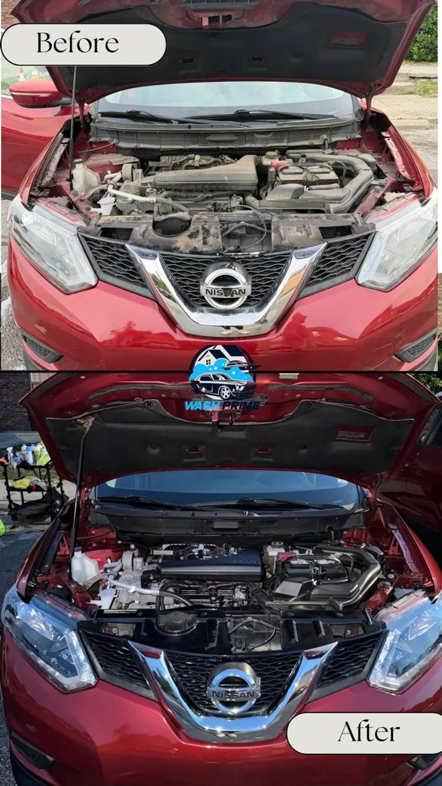 Nissan Rogue engine bay degreasing - mobile detailing service Louisville KY